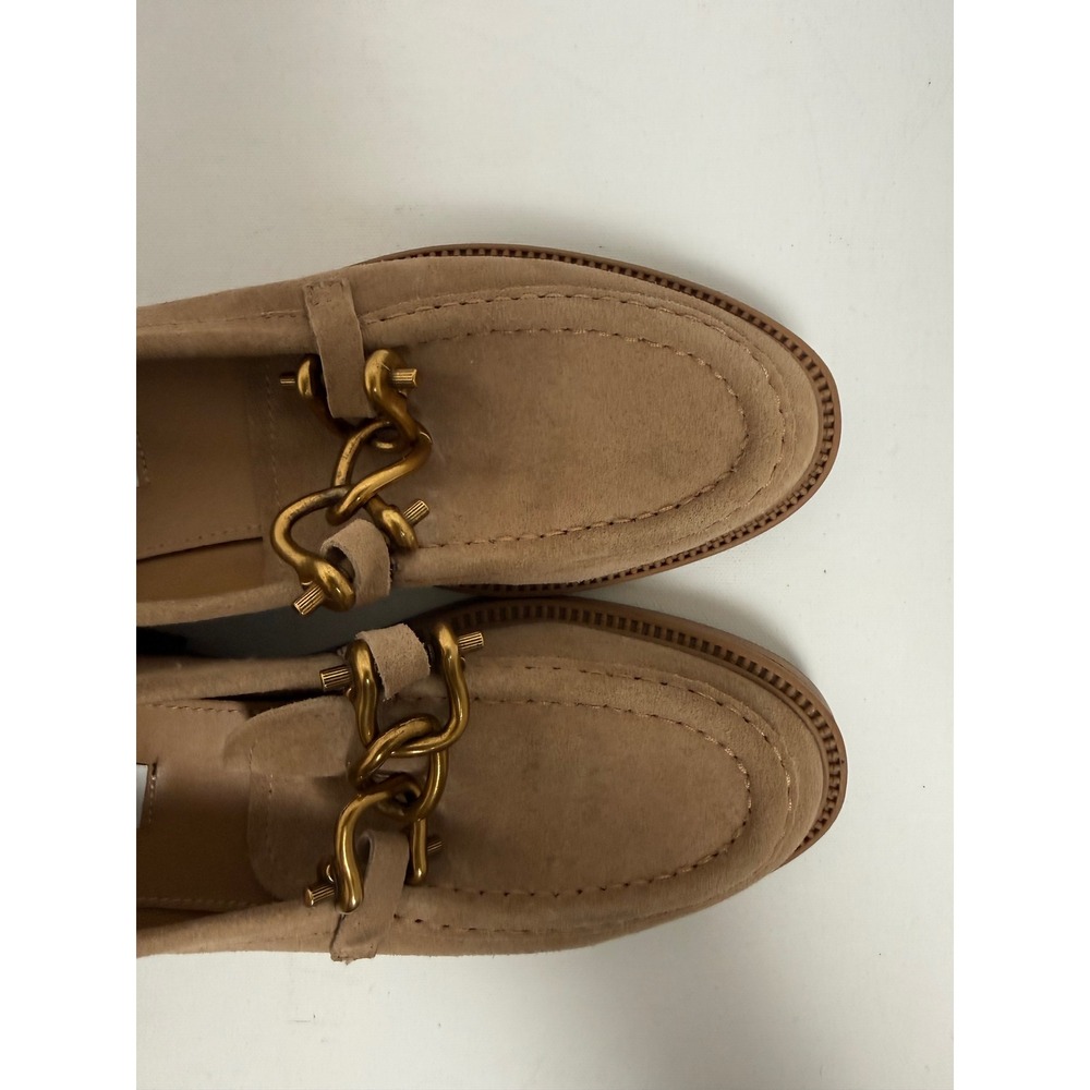 Steve Madden Tan Suede Chain Link Loafers Womens Lug Sole Slip On Shoes Sand - Picture 7 of 12
